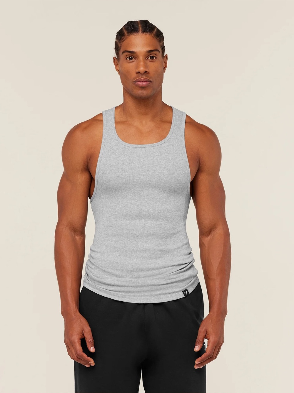 Gymshark Ribbed Tank 1PK - Light Grey Core Marl